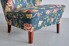 G sta Jonsson G sta Jonsson Lounge Chair in Floral Fabric and Birch Sweden 1940s - 3355747