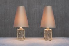 G te Augustsson Pair of G te Augustsson Glass Table Lamps Ruda Glasbruk Sweden 1960s - 4413451