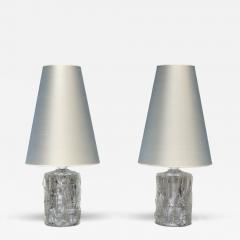 G te Augustsson Pair of G te Augustsson Glass Table Lamps Ruda Glasbruk Sweden 1960s - 4413477