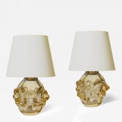 G te Augustsson Pair of Table Lamps in Champaigne Tint Glass by G te Augustsson for Ruda - 3706347