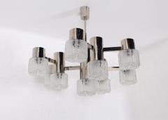 GAETANO SCOLARI Italian Gaetano Sciolari for Mazzega chandelier chrome glass 1970s - 2476625