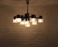 GAETANO SCOLARI Italian Gaetano Sciolari for Mazzega chandelier chrome glass 1970s - 2476629