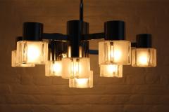 GAETANO SCOLARI Italian Gaetano Sciolari for Mazzega chandelier chrome glass 1970s - 2476634