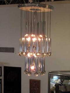 GAETANO SCOLARI Italian Modern Polished Chrome Chandelier Scolari 1960s - 4703007