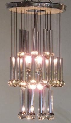 GAETANO SCOLARI Italian Modern Polished Chrome Chandelier Scolari 1960s - 4710330