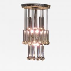 GAETANO SCOLARI Italian Modern Polished Chrome Chandelier Scolari 1960s - 4710331
