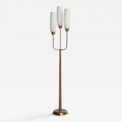 GEMI Floor Lamp with Brass Elm and Glass Sweden 1940s - 4771420