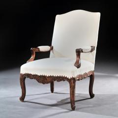 GENEROUS FRENCH 19TH CENTURY CARVED OPEN ARMCHAIR FAUTEUIL - 1840579