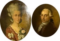 GERMAN 18TH CENTURY PAIR OF OVAL PORTRAITS OIL ON BOARD GENTLEMAN LADY - 4394459