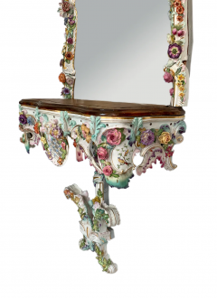 GERMAN PORCELAIN FLOWER ENCRUSTED PORCELAIN MIRROR AND CONSOLE TABLE - 3537619