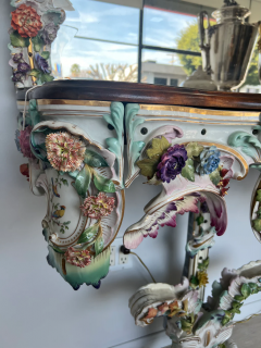 GERMAN PORCELAIN FLOWER ENCRUSTED PORCELAIN MIRROR AND CONSOLE TABLE - 3537729