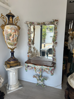 GERMAN PORCELAIN FLOWER ENCRUSTED PORCELAIN MIRROR AND CONSOLE TABLE - 3537739