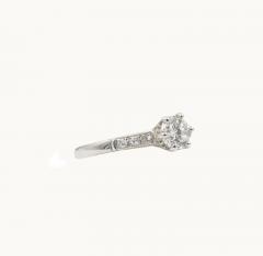 GIA CERTIFIED 0 73 CARAT ROUND BRILLIANT CUT DIAMOND AND PLATINUM VINTAGE RING - 2621043