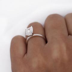 GIA Cert 2 55 Carat Emerald Cut Lab Grown Diamond 14K White Gold Engagement Ring - 4012697