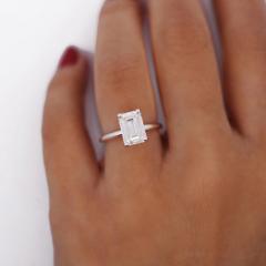 GIA Cert 2 55 Carat Emerald Cut Lab Grown Diamond 14K White Gold Engagement Ring - 4012704