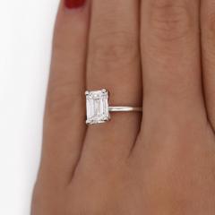 GIA Cert 2 55 Carat Emerald Cut Lab Grown Diamond 14K White Gold Engagement Ring - 4012710