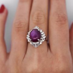 GIA Cert 9 72 Carat No Heat Star Ruby Diamond Platinum Cocktail Ring - 3991456