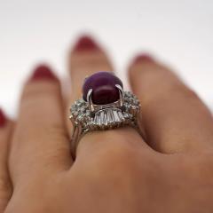 GIA Cert 9 72 Carat No Heat Star Ruby Diamond Platinum Cocktail Ring - 3991462