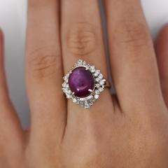 GIA Cert 9 72 Carat No Heat Star Ruby Diamond Platinum Cocktail Ring - 3991464