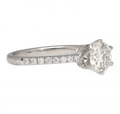 GIA Certified 0 51 Carat Round Cut Diamond 18K White Hidden Halo Engagement Ring - 3518915