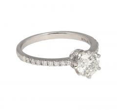 GIA Certified 0 51 Carat Round Cut Diamond 18K White Hidden Halo Engagement Ring - 3518917