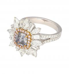 GIA Certified 1 01 Carat Fancy Blue Diamond Pink Diamond and Diamond 18K Ring - 3500455