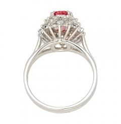 GIA Certified 1 63 Carat Padparadscha Sapphire and Diamond Halo Set Cluster Ring - 3861931