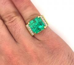 GIA Certified 13 Carat Colombian Emerald Mens Ring in 18K Gold - 3574312