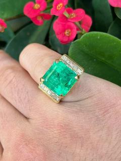 GIA Certified 13 Carat Colombian Emerald Mens Ring in 18K Gold - 3574368
