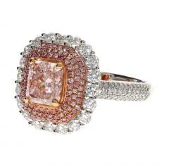 GIA Certified 2 69 Carat Fancy Orangey Pink Diamond and Diamond Halo Ring - 3772529