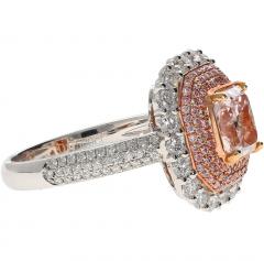 GIA Certified 2 69 Carat Fancy Orangey Pink Diamond and Diamond Halo Ring - 3772531