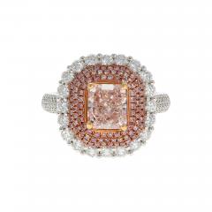 GIA Certified 2 69 Carat Fancy Orangey Pink Diamond and Diamond Halo Ring - 3775192