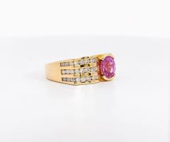 GIA Certified 2 77 Carat Oval Cut Pink Sapphire Square Shape Ring - 3515074