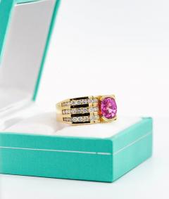 GIA Certified 2 77 Carat Oval Cut Pink Sapphire Square Shape Ring - 3515080