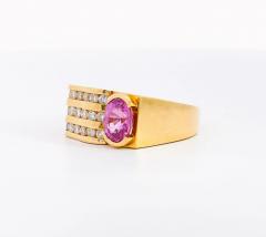 GIA Certified 2 77 Carat Oval Cut Pink Sapphire Square Shape Ring - 3515136