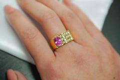 GIA Certified 2 77 Carat Oval Cut Pink Sapphire Square Shape Ring - 3515147
