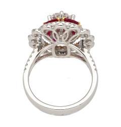 GIA Certified 2 8 Carat Oval Lab Diamond Ruby Halo Floral 18K Ring - 3737123