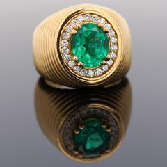 GIA Certified 3 01 Carat Colombian Emerald Diamond 18K Yellow Gold Unisex Ring - 3957727