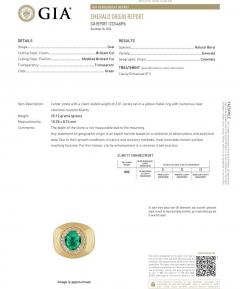 GIA Certified 3 01 Carat Colombian Emerald Diamond 18K Yellow Gold Unisex Ring - 3957734