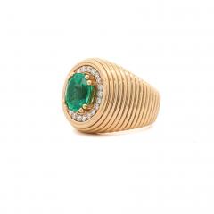 GIA Certified 3 01 Carat Colombian Emerald Diamond 18K Yellow Gold Unisex Ring - 3957735