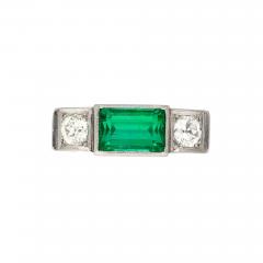 GIA Certified 3 10 Carat No Oil Muzo Colombian Emerald Old Cut Diamond Ring - 3610432