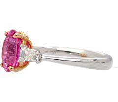 GIA Certified 3 2 Carat No Heat Pink Sapphire Oval and Diamond 3 Stone Ring - 3772440