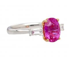 GIA Certified 3 2 Carat No Heat Pink Sapphire Oval and Diamond 3 Stone Ring - 3772442