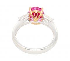 GIA Certified 3 2 Carat No Heat Pink Sapphire Oval and Diamond 3 Stone Ring - 3772443