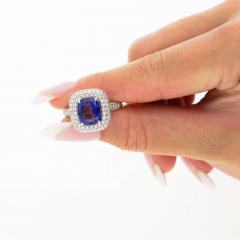 GIA Certified 3 25 Carat No Heat Color Change Blue Sapphire Ring - 3643448