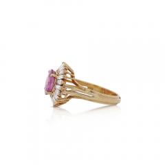 GIA Certified 4 8 Carat Oval Pink Sapphire Diamond 18K Gold Starburst Ring - 3876949