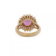 GIA Certified 4 8 Carat Oval Pink Sapphire Diamond 18K Gold Starburst Ring - 3876955