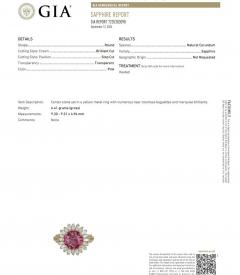 GIA Certified 4 8 Carat Oval Pink Sapphire Diamond 18K Gold Starburst Ring - 3876974