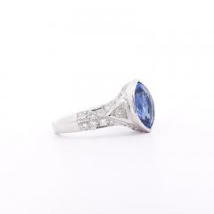 GIA Certified 4 Carat Marquise Cut Ceylon Sapphire Diamond Platinum Ring - 3509845