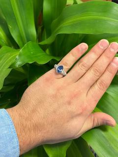 GIA Certified 4 Carat Marquise Cut Ceylon Sapphire Diamond Platinum Ring - 3509855